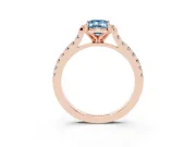 Emerald Cut Floral Petal Engagement Ring Setting for a Fancy Blue Lab-Grown Diamond | Petal Accents | Rose Gold