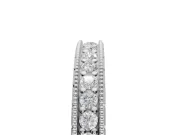 Round Lab-Grown Diamond Milgrain Pavé Eternity Band | Carved Side Walls | Platinum