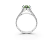 Fancy Green Marquise Cut Diamond Pavé Split Shank Solitaire Ring Set in White gold with Prong Setting