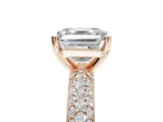 Asscher Cut Pavé Solitaire Engagement Ring Setting | Domed Pavé Band | Rose Gold