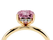 Radiant Cut Hidden Halo Engagement Ring Setting for a Fancy Pink Lab-Grown Diamond | Plain Band | Yellow Gold