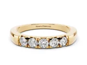 Round Diamond Half Eternity Band Set in Yellow gold with Channel Setting
