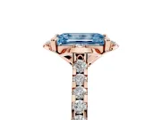 Emerald Cut Floral Petal Engagement Ring Setting for a Fancy Blue Lab-Grown Diamond | Petal Accents | Rose Gold