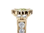 Round Halo Engagement Ring Setting for a Fancy Yellow Lab-Grown Diamond | Graduated Channel Band | Yellow Gold