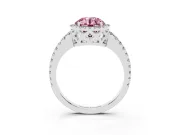 Round Halo Engagement Ring Setting for a Fancy Pink Lab-Grown Diamond | Half Pave Band | Platinum