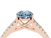 Oval Graduated Split Shank Engagement Ring Setting for a Fancy Blue Lab-Grown Diamond | Rose Gold