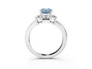 Oval Three Stone Engagement Ring Setting for a Fancy Blue Lab-Grown Diamond | Round Side Stones | White Gold