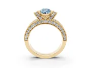 Pear-Shaped Vintage Pave Engagement Ring Setting for a Fancy Blue Lab-Grown Diamond | Milgrain Edges | Yellow Gold
