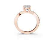 Cushion Cut Pavé Twist Engagement Ring Setting | Crossover Band | Rose Gold