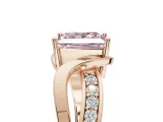 Princess Cut Bypass Solitaire Engagement Ring Setting for a Fancy Pink Lab-Grown Diamond | Pavé Strands | Rose Gold