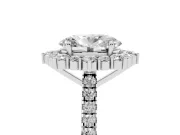 Oval Scalloped Halo Engagement Ring Setting | Single Row Pave | White Gold