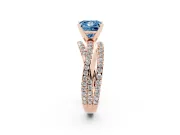 Princess Cut Twisted Pavé Engagement Ring Setting for a Fancy Blue Lab-Grown Diamond | Rose Gold
