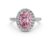 Oval Halo Engagement Ring Setting for a Fancy Pink Lab-Grown Diamond | Pave Shoulders | Sterling Silver