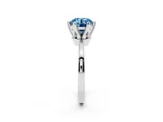 Fancy Blue Round Cut Diamond Solitaire Engagement Ring Set in Silver with Slim Tapered Solitaire Band