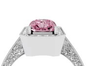Radiant Cut Milgrain Halo Engagement Ring Setting for a Fancy Pink Lab-Grown Diamond | Side Stones | White Gold