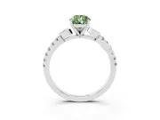 Fancy Green Pear Cut Diamond Solitaire Leaf-Inspired Ring Set in Silver with Pavé Band and Prong Setting
