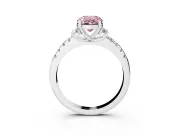 Oval Side Stone Pave Engagement Ring Setting for a Fancy Pink Lab-Grown Diamond | Paired Round Accents | Sterling Silver