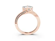 Asscher Cut Bypass Pavé Solitaire Engagement Ring Setting | Angled Head | Rose Gold