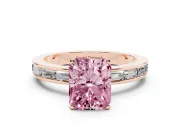 Radiant Cut Channel Set Engagement Ring Setting for a Fancy Pink Lab-Grown Diamond | Rose Gold
