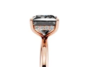 Princess Cut Hidden Halo Engagement Ring Setting for a Black Center | Thin Plain Band | Rose Gold