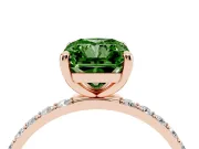 Radiant Cut Pave Solitaire Engagement Ring Setting for a Fancy Green Lab-Grown Diamond | Pave Shoulders | Rose Gold
