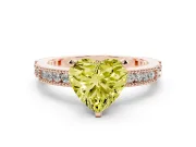 Fancy Yellow Heart Cut Diamond Solitaire Ring Set in Rose gold with Slim Pavé Band and Prong Setting