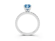 Cushion Cut Pavé Solitaire Engagement Ring Setting for a Fancy Blue Lab-Grown Diamond | White Gold