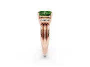 Fancy Green Three-Stone Radiant Cut Diamond Channel Set Ring Set in Rose gold with Bar Prongs