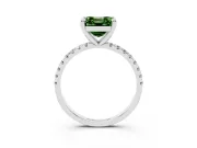 Asscher Cut Petite Pavé Solitaire Engagement Ring Setting for a Fancy Green Lab-Grown Diamond | Slim Band | Platinum