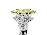 Fancy Yellow Marquise Cut Diamond Three-Stone Ring Set in Silver with Braided Band