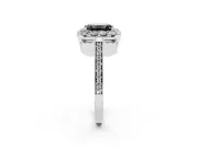 Emerald Cut Floral Halo Engagement Ring Setting for a Black Center | Large Round Accents | Platinum
