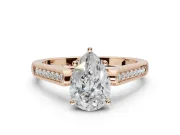 Pear-Shaped Cathedral Solitaire Engagement Ring Setting | Channel Set Band | Rose Gold
