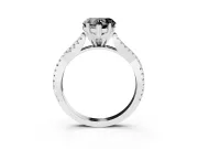 Heart-Shaped Twisted Pavé Solitaire Engagement Ring Setting for a Black Center | Platinum