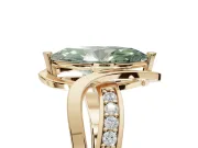 Marquise Bypass Solitaire Engagement Ring Setting for a Fancy Green Lab-Grown Diamond | Pavé Strands | Yellow Gold