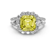 Asscher Cut Halo Engagement Ring Setting for a Fancy Yellow Lab-Grown Diamond | Sterling Silver - Design NV-24738