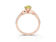 Fancy Yellow Marquise Cut Diamond Solitaire Leaf-Inspired Ring Set in Rose gold with Pavé Band and Prong Setting