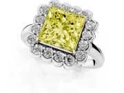 Princess Cut Halo Engagement Ring Setting for a Fancy Yellow Lab-Grown Diamond | Sterling Silver - Design NV-24719
