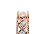 Round Lab-Grown Diamond Vintage Twisted Openwork Wedding Band | Milgrain Edges | Rose Gold