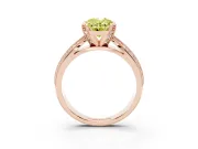 Fancy Yellow Oval Cut Diamond Solitaire Ring Set in Rose gold with Milgrain Double Row Round Pavé Band