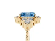 Asscher Cut Cluster Engagement Ring Setting for a Fancy Blue Lab-Grown Diamond | Yellow Gold