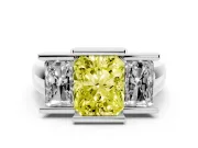 Radiant Cut Channel-Set Three Stone Engagement Ring Setting for a Fancy Yellow Lab-Grown Diamond | Platinum