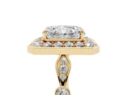Radiant Cut Vintage Halo Engagement Ring Setting | Bezel Station Shoulders | Yellow Gold
