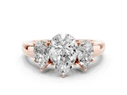 Pear-Shaped Three Stone Engagement Ring Setting | Matching Side Stones | Rose Gold