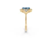Emerald Cut Cluster Engagement Ring Setting for a Fancy Blue Lab-Grown Diamond | Yellow Gold