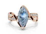 Marquise Bypass Solitaire Engagement Ring Setting for a Fancy Blue Lab-Grown Diamond | Pavé Strands | Rose Gold