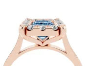 Emerald Cut Claw Corner Halo Engagement Ring Setting for a Fancy Blue Lab-Grown Diamond | Slim Plain Band | Rose Gold