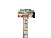 Princess Cut Vintage Cathedral Engagement Ring Setting for a Fancy Green Lab-Grown Diamond | Carved Band | Rose Gold