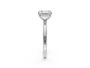 Asscher Cut Hidden Halo Engagement Ring Setting | Thin Plain Band | Sterling Silver