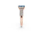 Emerald Cut Multi Row Pave Engagement Ring Setting for a Fancy Blue Lab-Grown Diamond | Rose Gold