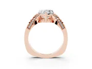 Heart-Shaped Bypass Solitaire Engagement Ring Setting | Pavé Ribbon | Rose Gold